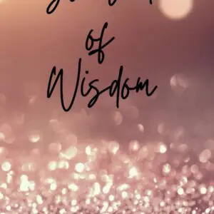 Journal of Wisdom" text over glitter background.