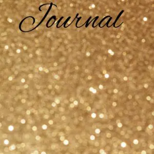 Gold Flow Journal cover with glitter background.